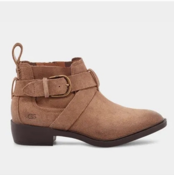 NWOB UGG Wymla Ankle Distressed Leather Buckle Detail Moto Boho Shoes Sz 8 - Picture 1 of 13